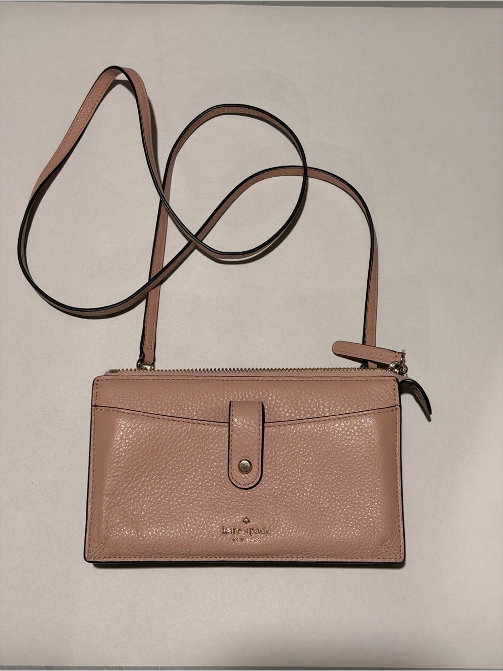 kate spade Blush Pink Pebbled Leather Crossbody Wallet Bag